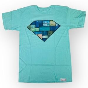 Diamond Supply Co. Shirt Mens Teal Classic Stained Glass Diamond Tee New Size S